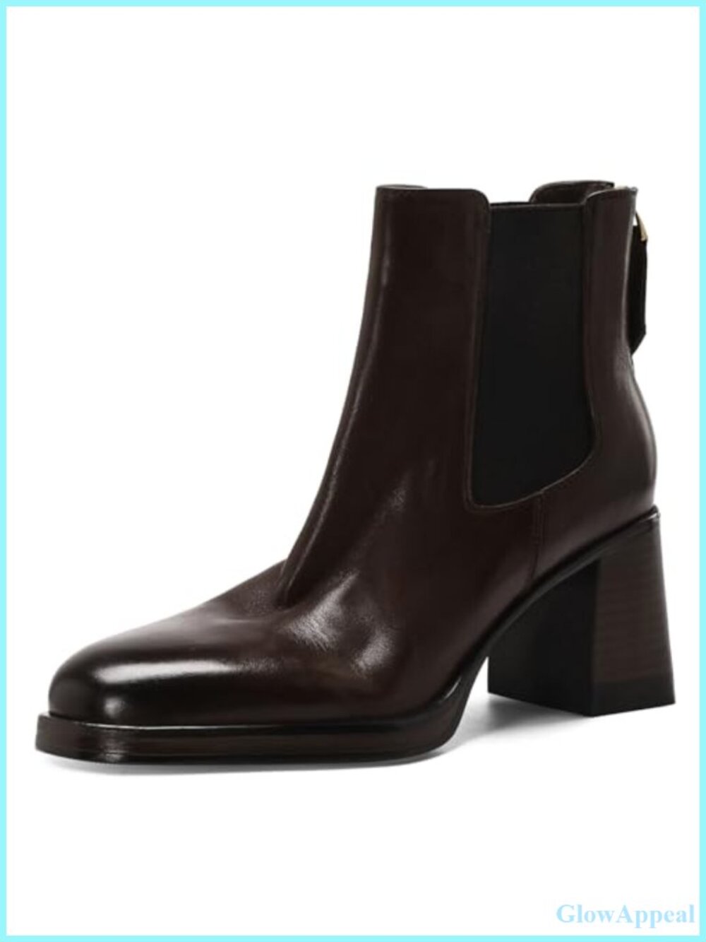 Genuine Leather Ankle Boots Women Round Toe Chunky Heel Slip-On Booties